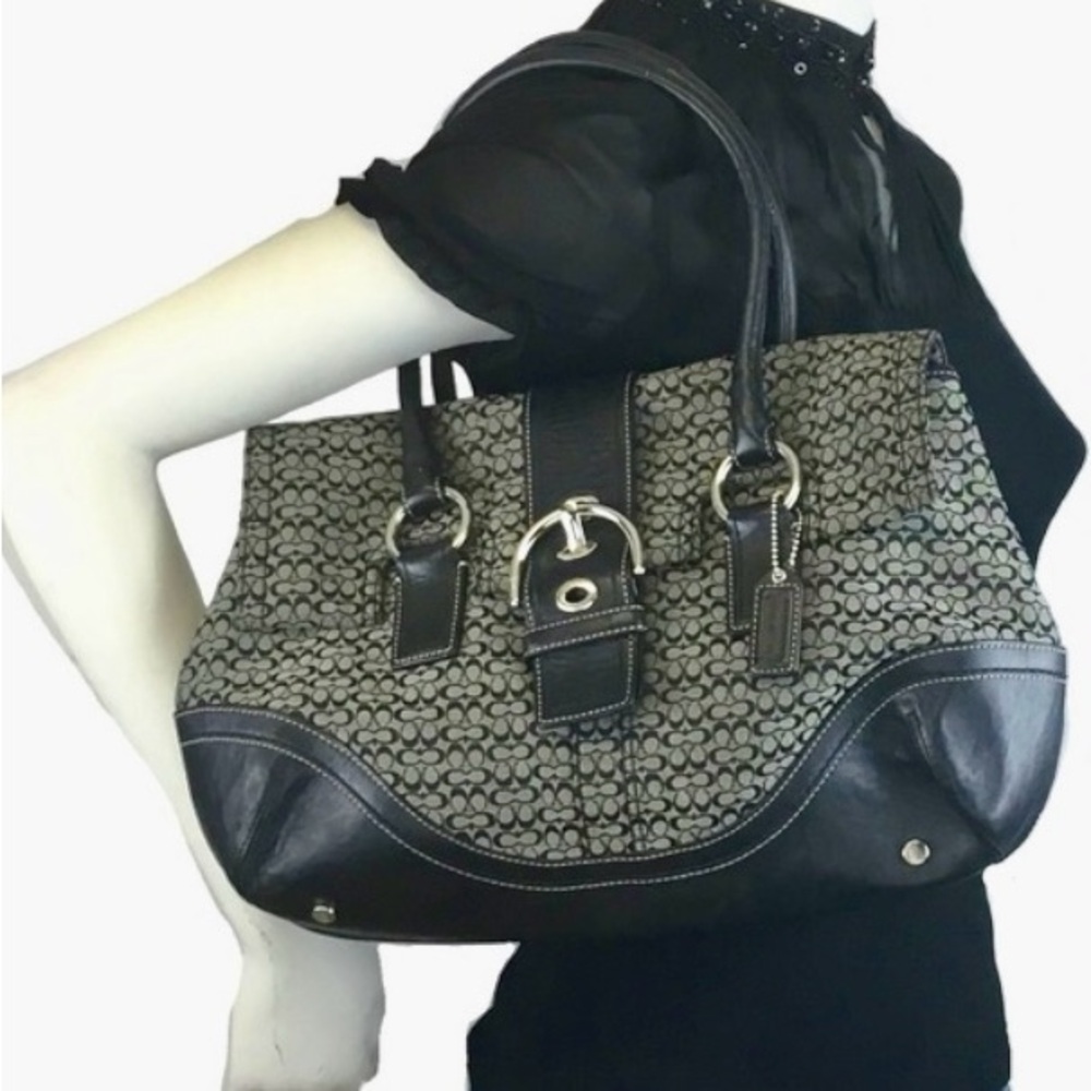 Coach SoHo Black & Gray Signature mini C’s w/silver hardware like new condition - Picture 11 of 12